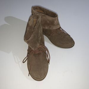 Steve Madden Boots Womens Size 7.5 Brown Suede Leather BRIDGE Ankle Fold Down